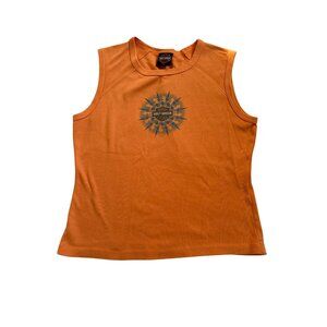 Harley-Davidson Womens Orange Tank Top Sz L Fletcher's of Clearwater, FL